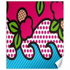 Rose Floral Circle Line Polka Dot Leaf Pink Blue Green Canvas 20  X 24   by Mariart