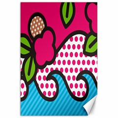 Rose Floral Circle Line Polka Dot Leaf Pink Blue Green Canvas 20  X 30   by Mariart