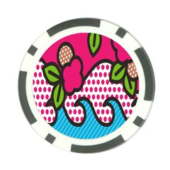 Rose Floral Circle Line Polka Dot Leaf Pink Blue Green Poker Chip Card Guard by Mariart