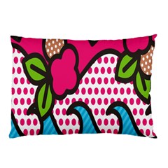 Rose Floral Circle Line Polka Dot Leaf Pink Blue Green Pillow Case by Mariart