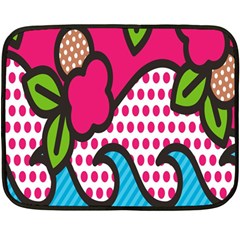 Rose Floral Circle Line Polka Dot Leaf Pink Blue Green Fleece Blanket (mini) by Mariart