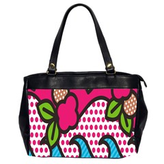 Rose Floral Circle Line Polka Dot Leaf Pink Blue Green Office Handbags (2 Sides)  by Mariart