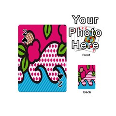 Rose Floral Circle Line Polka Dot Leaf Pink Blue Green Playing Cards 54 (mini)  by Mariart