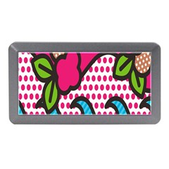 Rose Floral Circle Line Polka Dot Leaf Pink Blue Green Memory Card Reader (mini) by Mariart