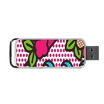 Rose Floral Circle Line Polka Dot Leaf Pink Blue Green Portable USB Flash (One Side) Front