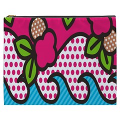 Rose Floral Circle Line Polka Dot Leaf Pink Blue Green Cosmetic Bag (xxxl)  by Mariart