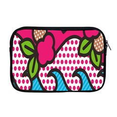 Rose Floral Circle Line Polka Dot Leaf Pink Blue Green Apple Macbook Pro 17  Zipper Case by Mariart