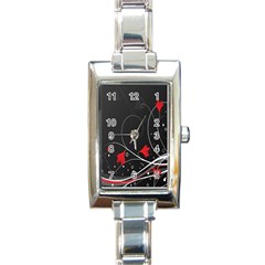 Star Red Flower Floral Black Leaf Polka Circle Rectangle Italian Charm Watch