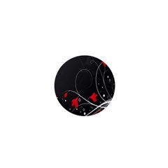 Star Red Flower Floral Black Leaf Polka Circle 1  Mini Magnets by Mariart