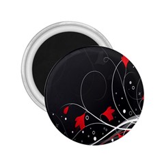 Star Red Flower Floral Black Leaf Polka Circle 2 25  Magnets