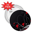 Star Red Flower Floral Black Leaf Polka Circle 2.25  Buttons (10 pack)  Front