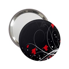 Star Red Flower Floral Black Leaf Polka Circle 2 25  Handbag Mirrors by Mariart