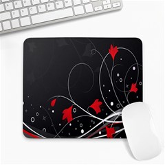 Star Red Flower Floral Black Leaf Polka Circle Large Mousepads