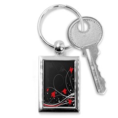 Star Red Flower Floral Black Leaf Polka Circle Key Chains (rectangle)  by Mariart