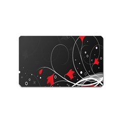 Star Red Flower Floral Black Leaf Polka Circle Magnet (name Card) by Mariart