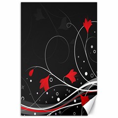 Star Red Flower Floral Black Leaf Polka Circle Canvas 24  X 36  by Mariart