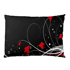 Star Red Flower Floral Black Leaf Polka Circle Pillow Case by Mariart