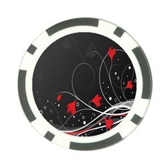 Star Red Flower Floral Black Leaf Polka Circle Poker Chip Card Guard (10 Pack) by Mariart