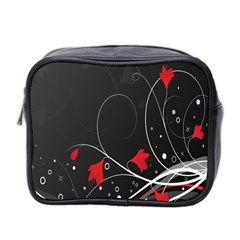 Star Red Flower Floral Black Leaf Polka Circle Mini Toiletries Bag 2-side by Mariart