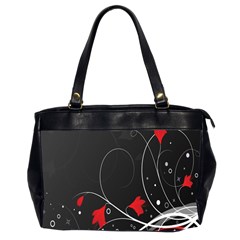 Star Red Flower Floral Black Leaf Polka Circle Office Handbags (2 Sides)  by Mariart