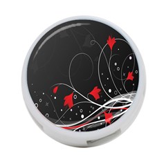 Star Red Flower Floral Black Leaf Polka Circle 4-port Usb Hub (two Sides)  by Mariart