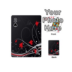 Star Red Flower Floral Black Leaf Polka Circle Playing Cards 54 (mini)  by Mariart