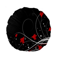 Star Red Flower Floral Black Leaf Polka Circle Standard 15  Premium Round Cushions by Mariart