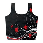 Star Red Flower Floral Black Leaf Polka Circle Full Print Recycle Bags (L)  Back