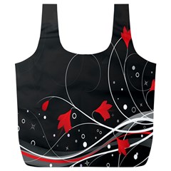 Star Red Flower Floral Black Leaf Polka Circle Full Print Recycle Bags (l)  by Mariart