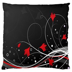 Star Red Flower Floral Black Leaf Polka Circle Large Flano Cushion Case (two Sides) by Mariart