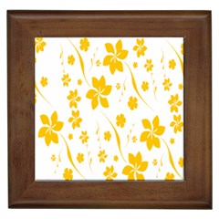 Shamrock Yellow Star Flower Floral Star Framed Tiles by Mariart