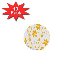 Shamrock Yellow Star Flower Floral Star 1  Mini Buttons (10 Pack)  by Mariart