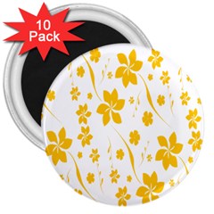 Shamrock Yellow Star Flower Floral Star 3  Magnets (10 Pack)  by Mariart