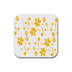 Shamrock Yellow Star Flower Floral Star Rubber Coaster (square) 