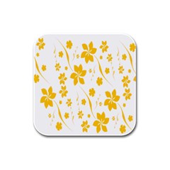 Shamrock Yellow Star Flower Floral Star Rubber Square Coaster (4 Pack)  by Mariart