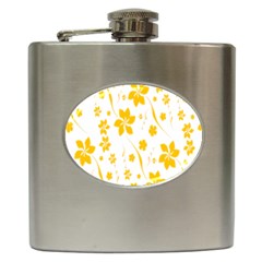 Shamrock Yellow Star Flower Floral Star Hip Flask (6 Oz) by Mariart