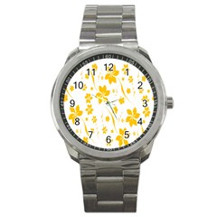 Shamrock Yellow Star Flower Floral Star Sport Metal Watch by Mariart