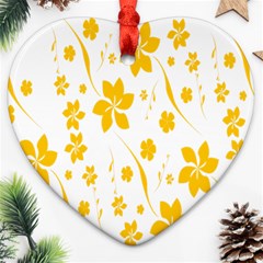 Shamrock Yellow Star Flower Floral Star Heart Ornament (two Sides) by Mariart