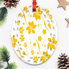 Shamrock Yellow Star Flower Floral Star Ornament (oval Filigree) by Mariart