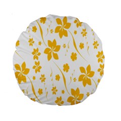 Shamrock Yellow Star Flower Floral Star Standard 15  Premium Round Cushions by Mariart