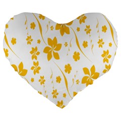 Shamrock Yellow Star Flower Floral Star Large 19  Premium Heart Shape Cushions by Mariart