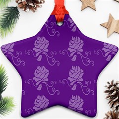 Purple Flower Rose Sunflower Ornament (star) by Mariart