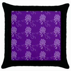 Purple Flower Rose Sunflower Throw Pillow Case (black) by Mariart