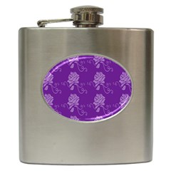 Purple Flower Rose Sunflower Hip Flask (6 Oz) by Mariart