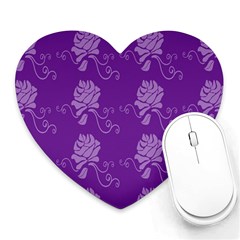 Purple Flower Rose Sunflower Heart Mousepads by Mariart