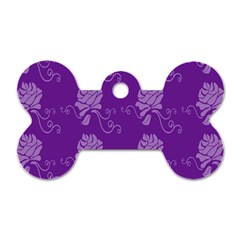 Purple Flower Rose Sunflower Dog Tag Bone (two Sides) by Mariart