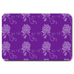 Purple Flower Rose Sunflower Large Doormat  by Mariart