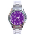 Purple Flower Rose Sunflower Stainless Steel Analogue Watch Front