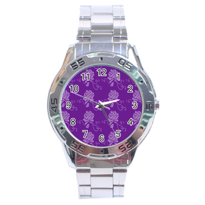 Purple Flower Rose Sunflower Stainless Steel Analogue Watch