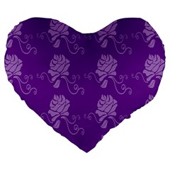 Purple Flower Rose Sunflower Large 19  Premium Heart Shape Cushions by Mariart